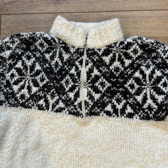 Talbots Black & Winter White Quarter Zip Ski Type  Sweater Size XS - Picture 3 of 10